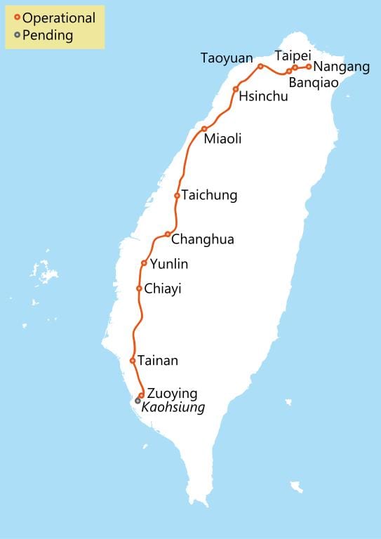 대만 고속 철도 노선도