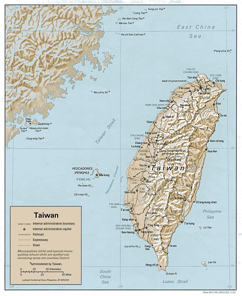 지도의 지형 Taiwan