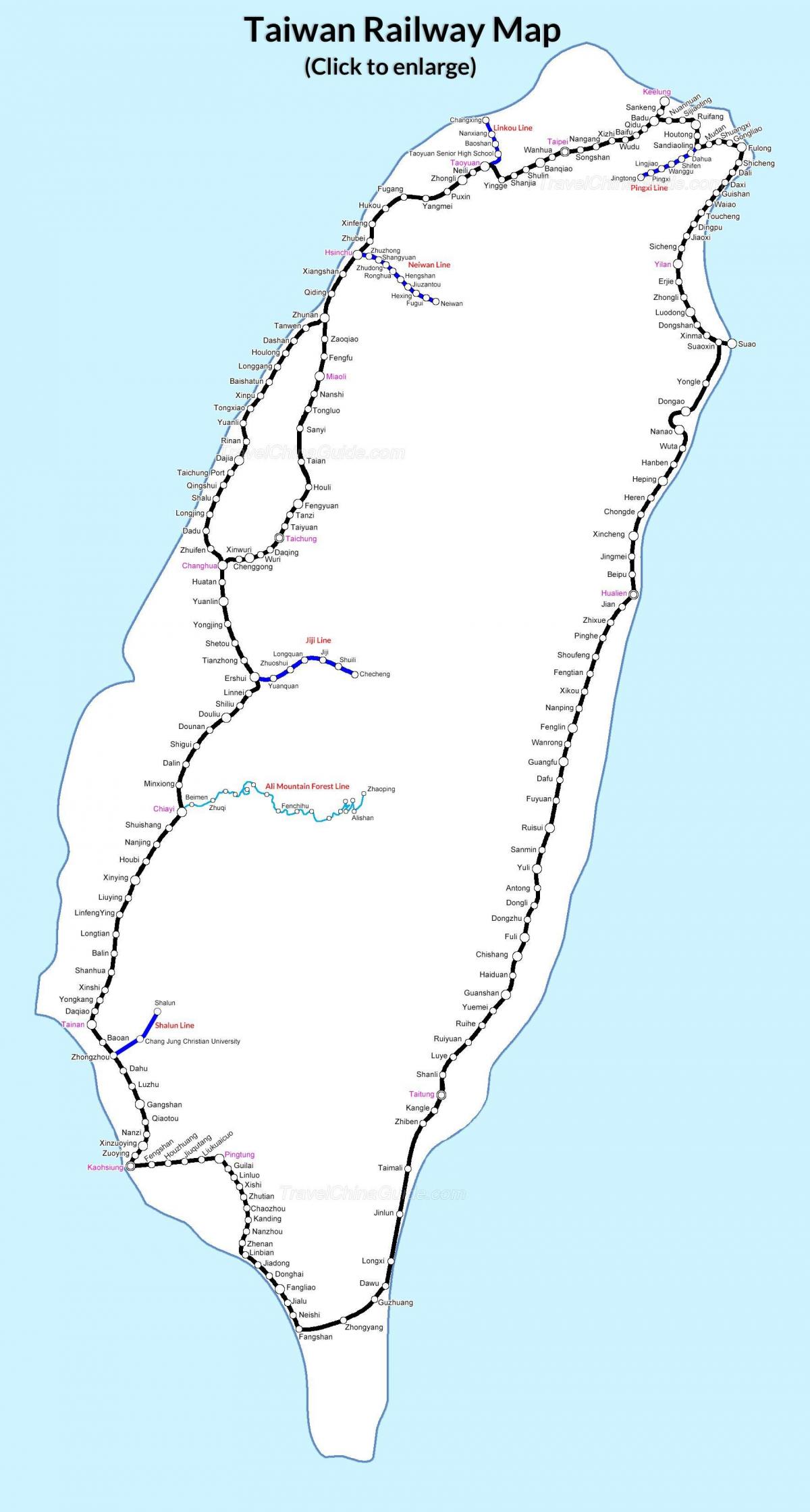 대만 철도 기차역 지도